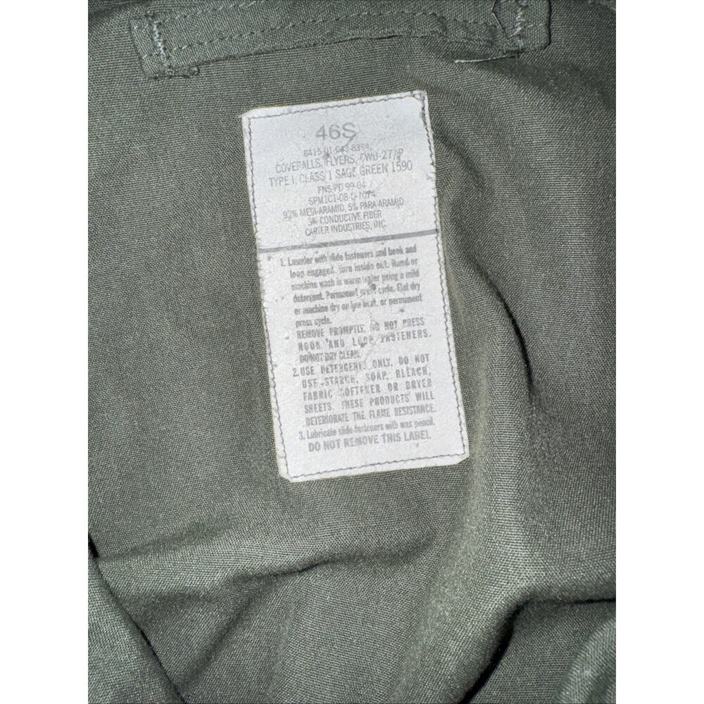 US Military CWU-27/P Flight Suit Coveralls 46S Sage Green USAF Flyers - Picture 2 of 7